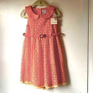 NEW Tahari Girls/Toddler Lace Dress - Peach Colored - Size 4T